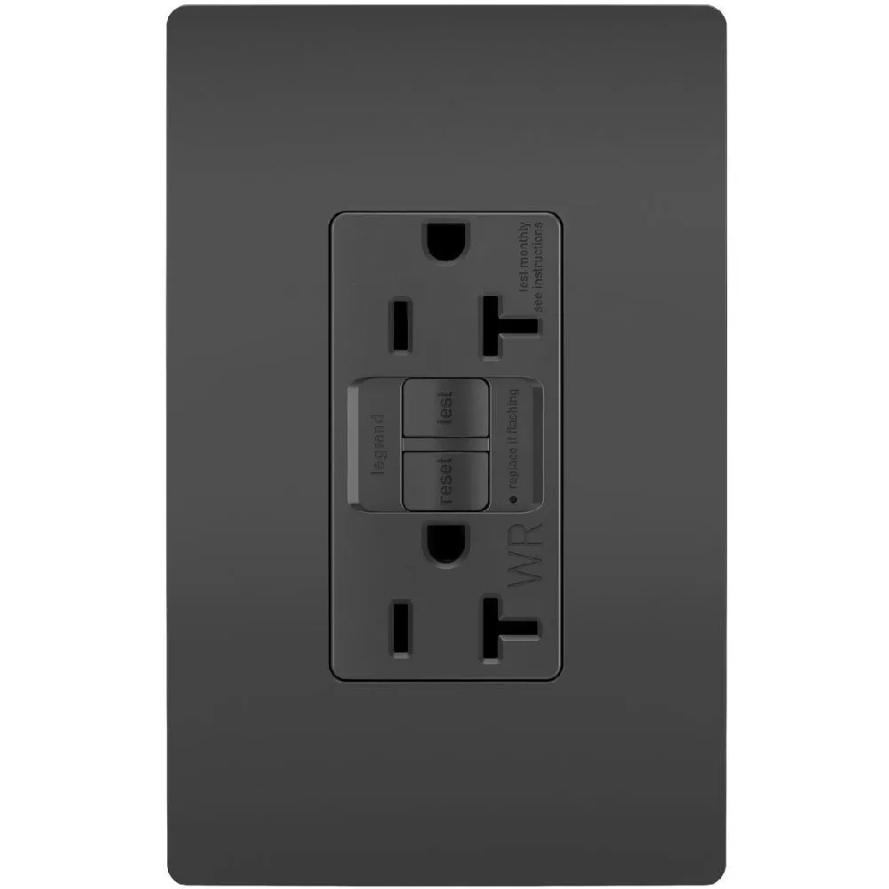 radiant Tamper-Resistant Weather-Resistant 20A Self-Test GFCI Receptacle, Black