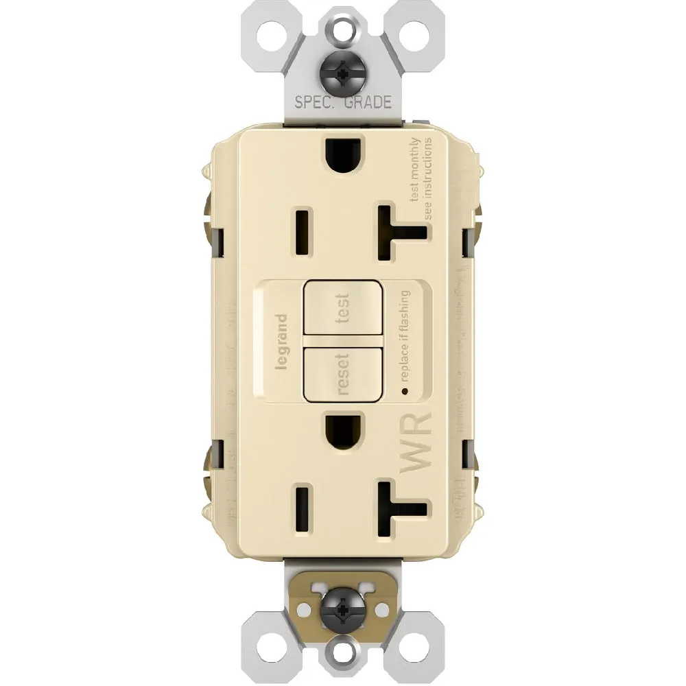 radiant Tamper-Resistant Weather-Resistant 20A Self-Test GFCI Receptacle, Ivory