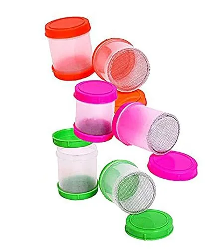 Rangoli Plastic Fillers, Rangoli Making Tool Plastic Colour Filler Rangoli Powder Colors Fillers for Navratri Pongal Diwali Pooja Mandir Set of 6 (6, Round)