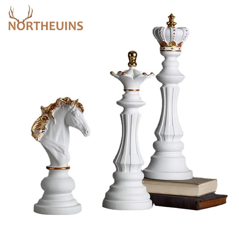 Resin Chess Pieces Sculpture For Aesthetic Interior Room And Home Decor