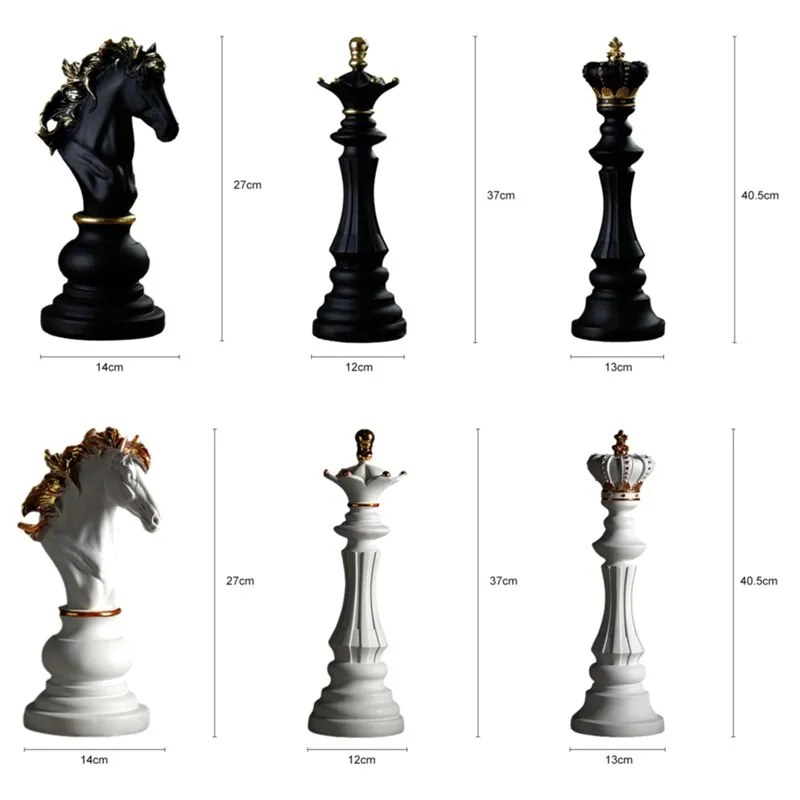 Resin Chess Pieces Sculpture For Aesthetic Interior Room And Home Decor