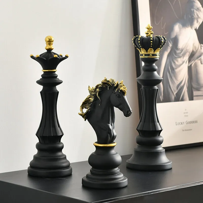 Resin Chess Pieces Sculpture For Aesthetic Interior Room And Home Decor