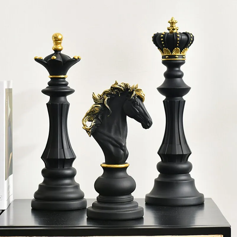 Resin Chess Pieces Sculpture For Aesthetic Interior Room And Home Decor