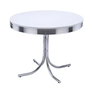 Retro Round Dining Table Glossy White and Chrome