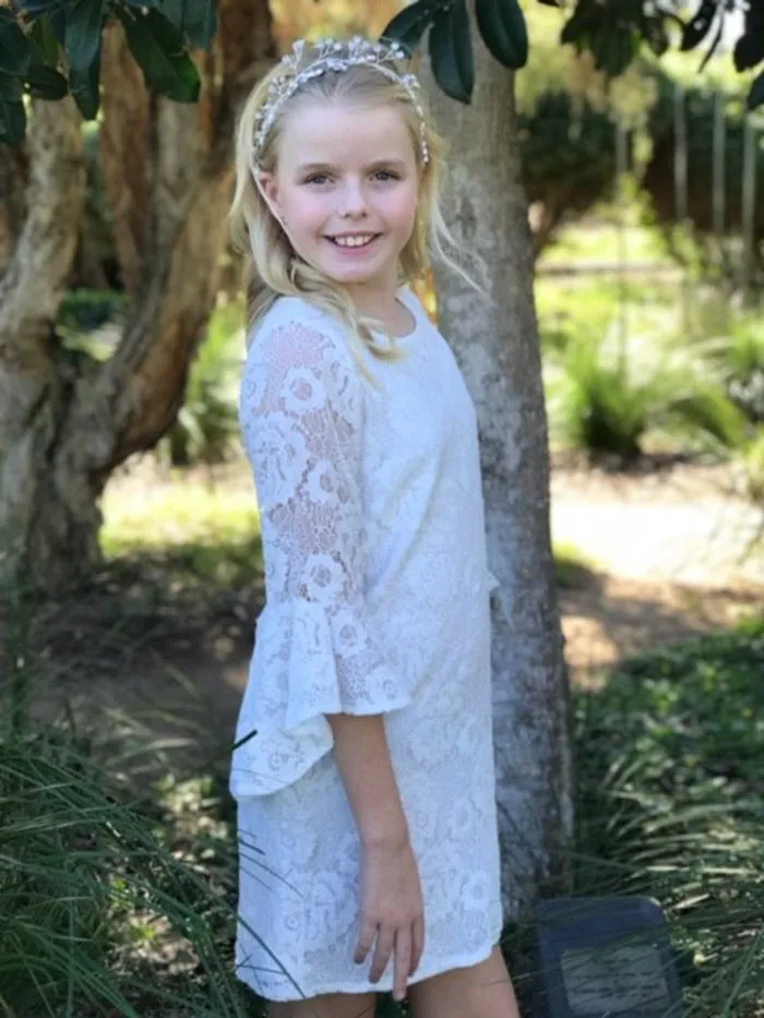 Riley Rose Lace First Communion or Flower Girl Dress - Ivory