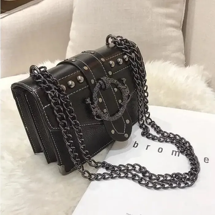 Rivet Lock Chain Shoulder Messenger Bags