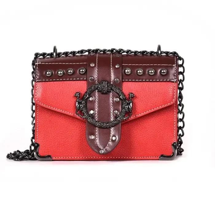 Rivet Lock Chain Shoulder Messenger Bags