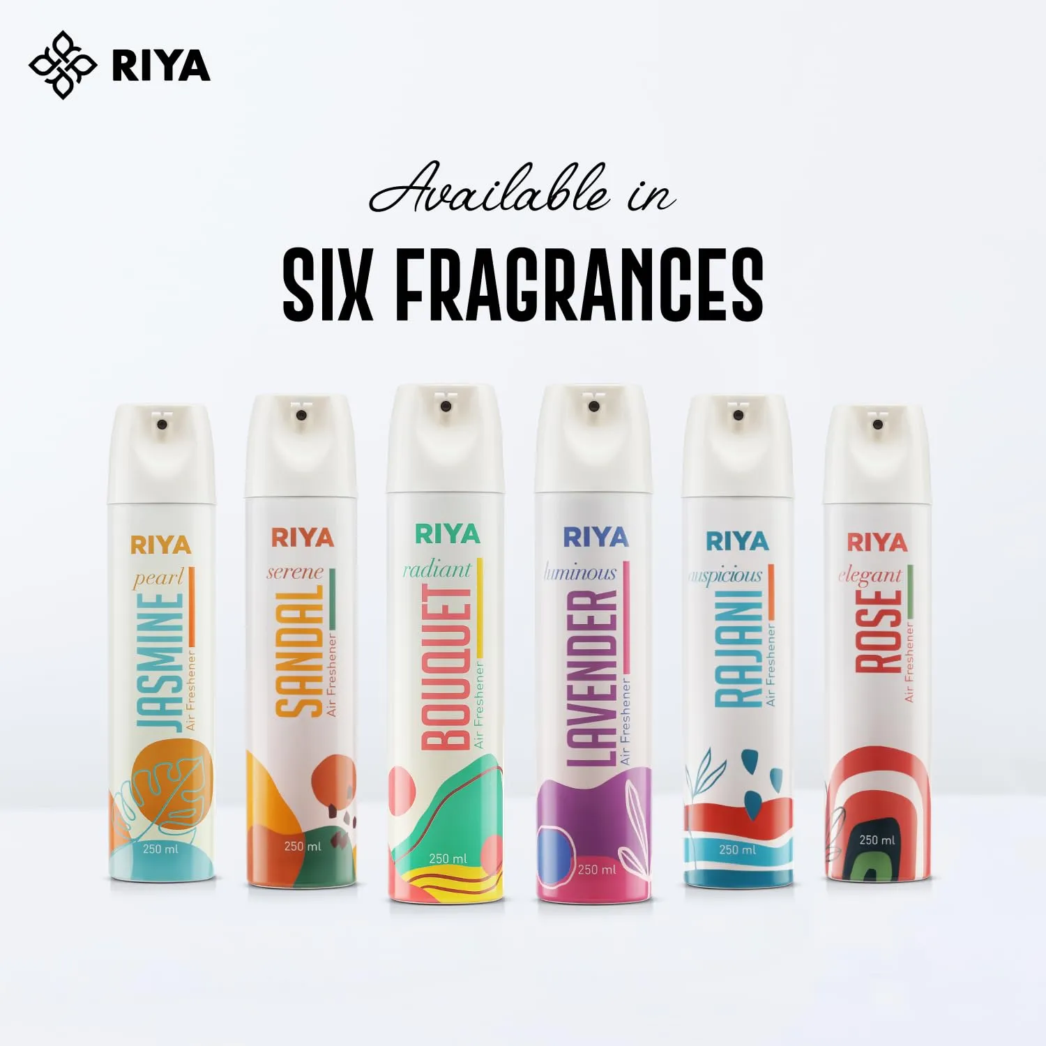 Riya Radiant Bouquet & Rajani Air Freshener Spray Combo (Pack Of 2, 250 ml each) | Odour Eliminating Room Freshener for Home & Office | Long-Lasting Fragrance | Germ-Free Formula For Clean Air