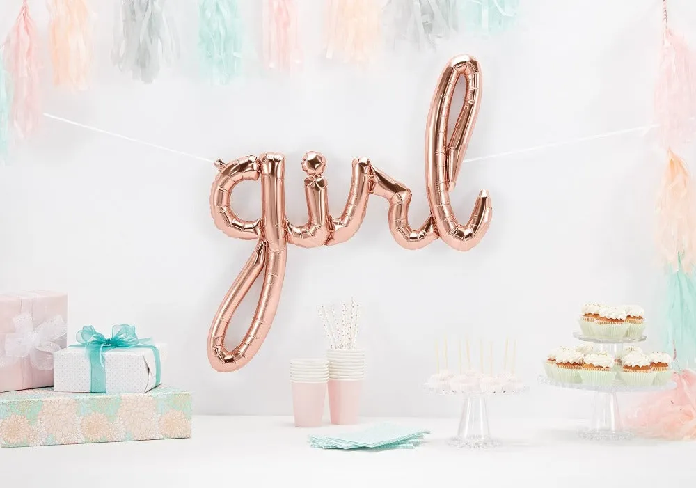 Rose Gold 'GIRL' Script Balloon