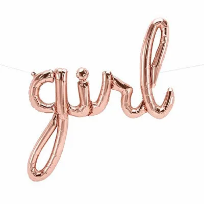 Rose Gold 'GIRL' Script Balloon