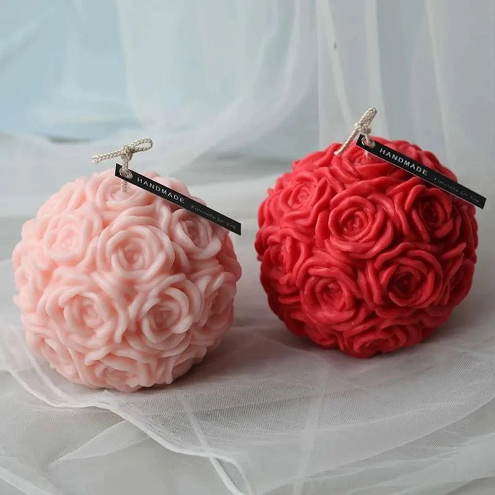 Rose Shaped Scented Ball Candle For Home Decoration Or A Gift