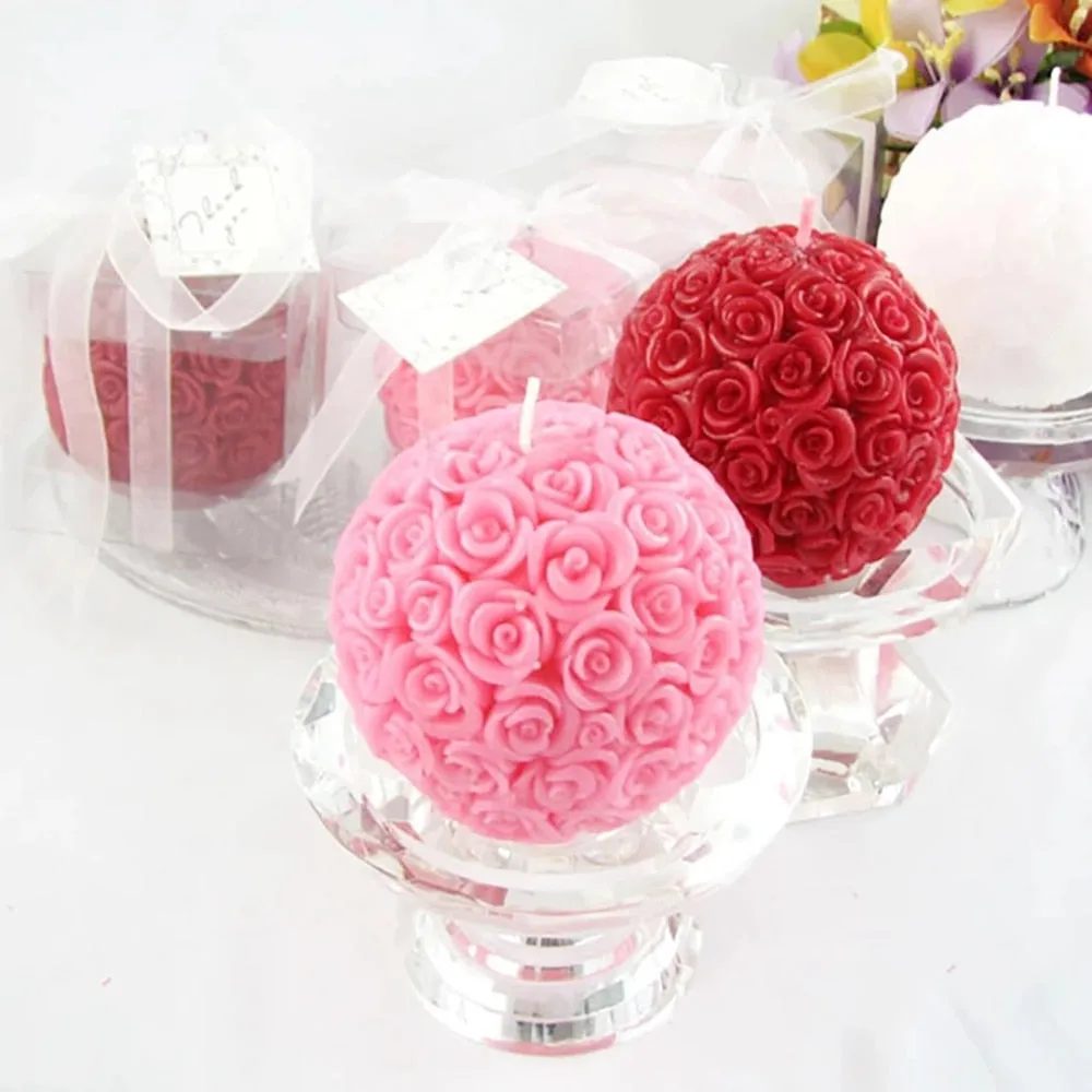 Rose Shaped Scented Ball Candle For Home Decoration Or A Gift