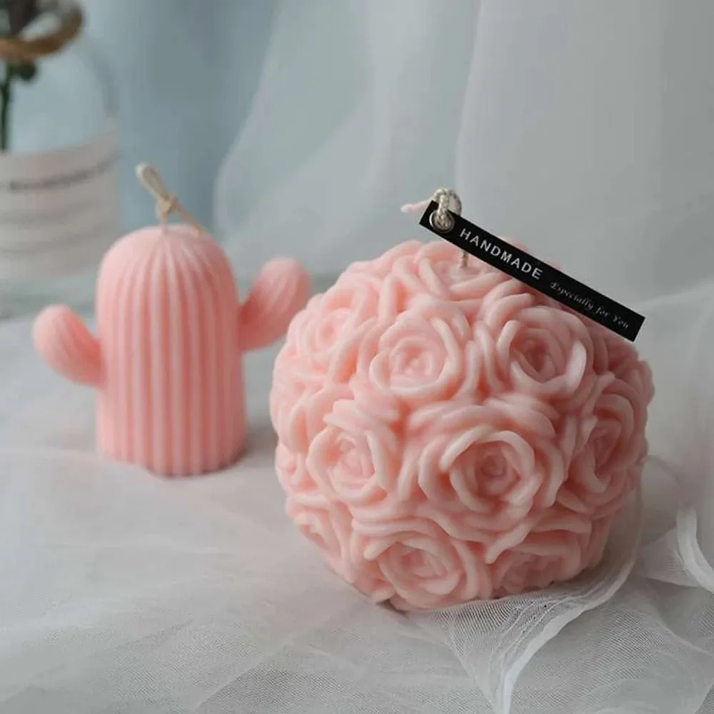 Rose Shaped Scented Ball Candle For Home Decoration Or A Gift