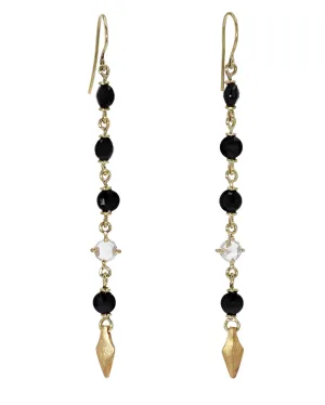 Rosecut Diamond & Black Spinel Dangle Drop Earrings