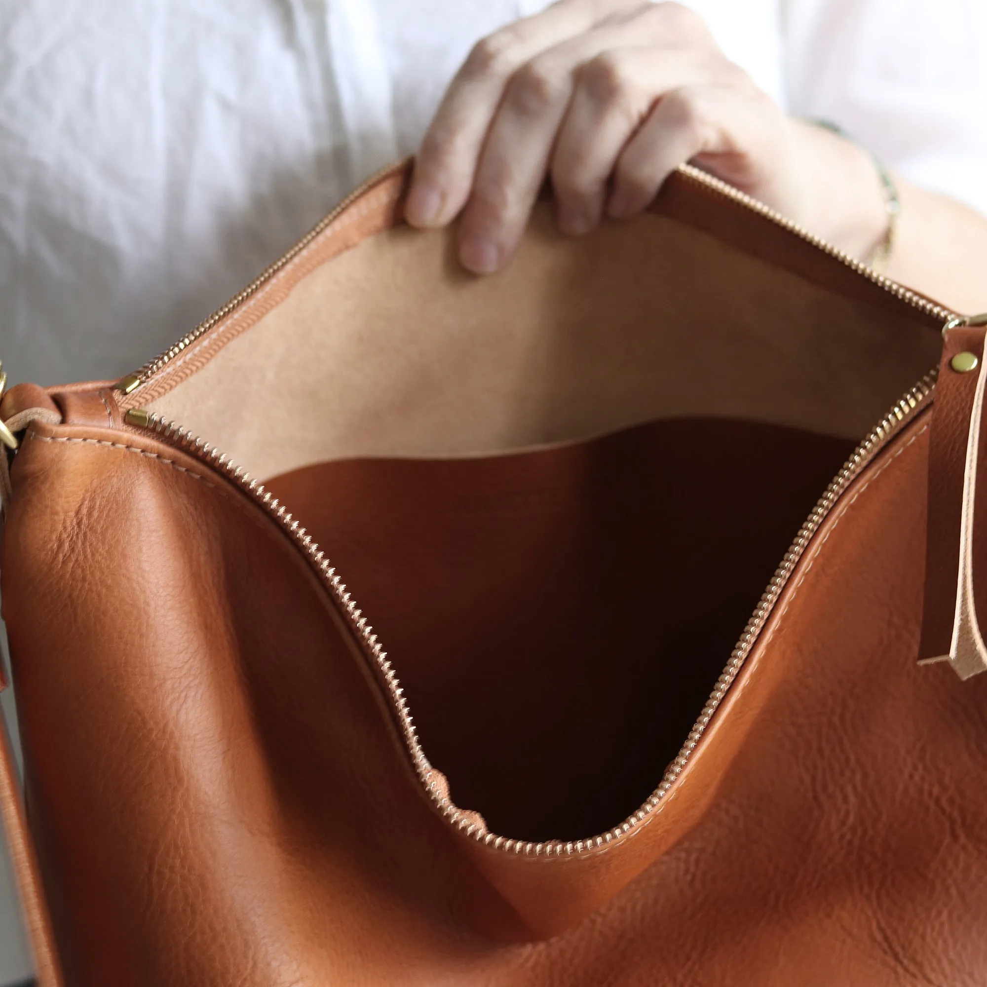 SALE Large Slouchy Hobo Crossbody - Saddle Brown