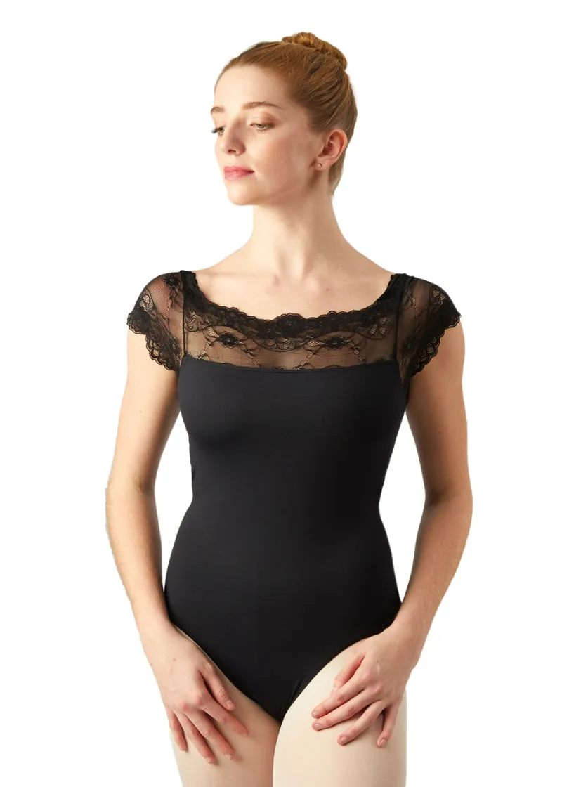 Sarabande Lace Cap Sleeve Leotard (Black)