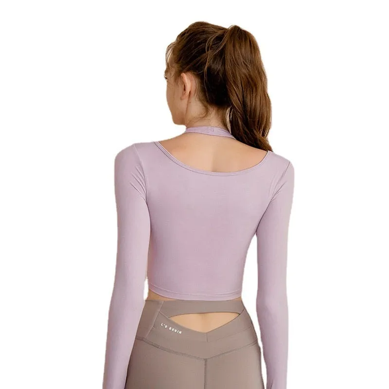 Seamless Women Shirts Sexy Long Sleeve Breathable Thumb Hole Crop Top Support for Workout Fitness Running Yoga Sports Wear