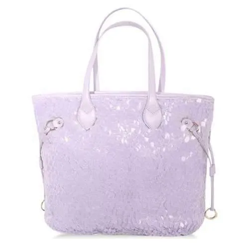 Sequins PU Leather Spliced Handbag - Purple