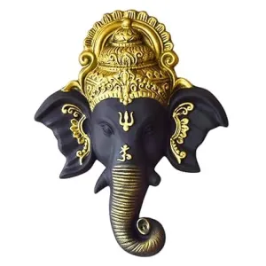 Shawshank 3 Feet Ganesha face Wall Hanging Mural Showpiece for Home Entrance Decor, Office, Study Room - Idol Statue Shri Ganesha face Wall Mount(black)