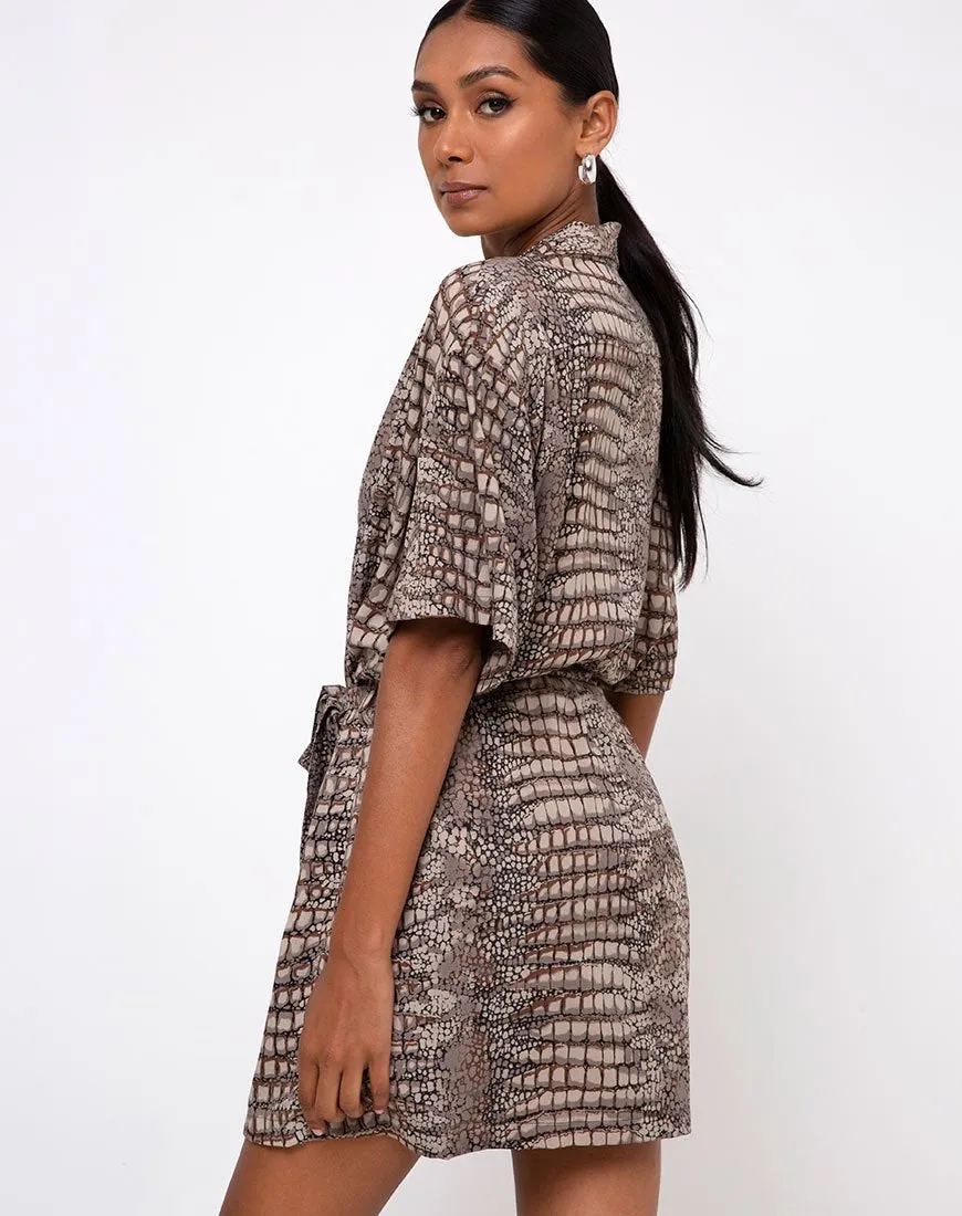 Siare Shirt Dress in Croc Neutral Grey