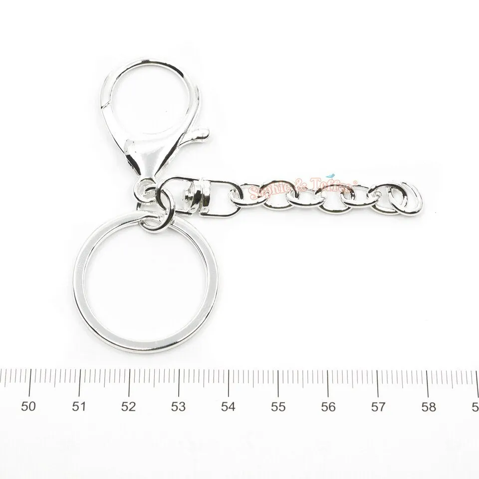 Silver Key Chain Ring with Swivel Ring Long Chain (3 pieces)