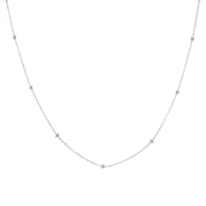 Soleil Collection Beaded Chain Necklace | 9K Solid White Gold