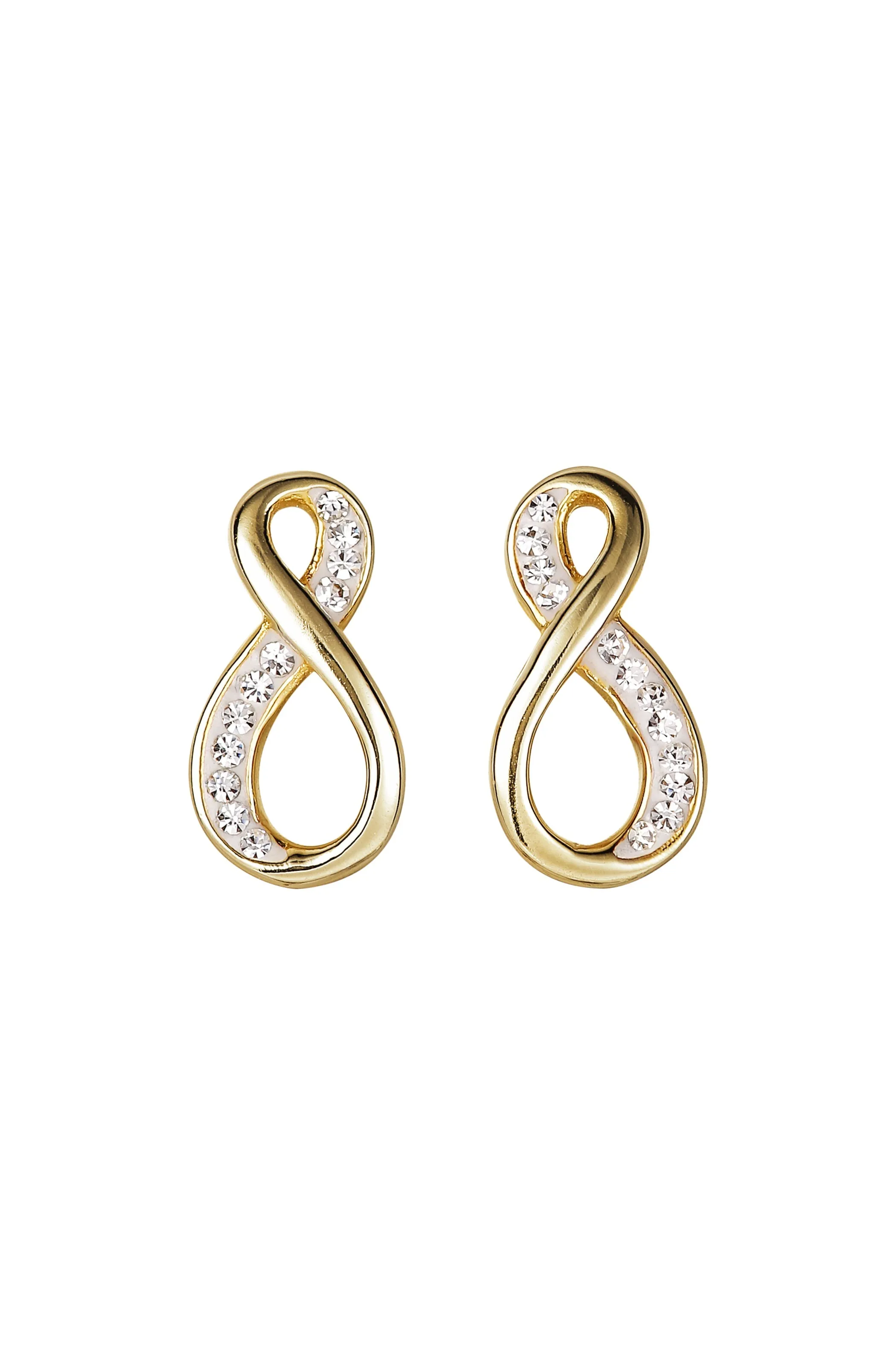 Sterling Silver Gold Plated Crystal Infinity Stud Earrings