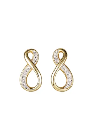 Sterling Silver Gold Plated Crystal Infinity Stud Earrings