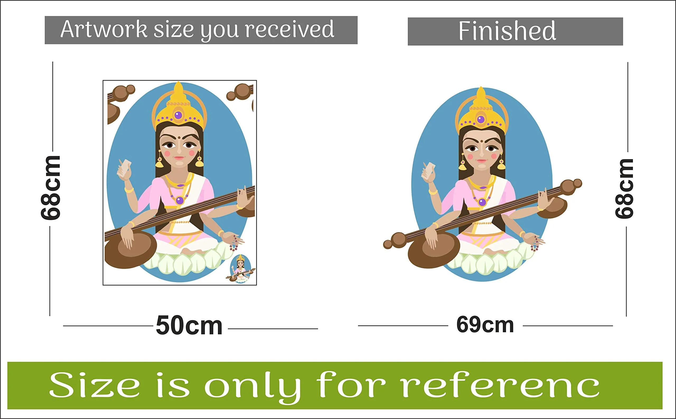 Sticker Hub Wall Sticker for Living Room -Bedroom - Office - Home Decor |Goddess Saraswati Wall Stickers (68Cm X 69Cm) BS859