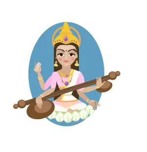 Sticker Hub Wall Sticker for Living Room -Bedroom - Office - Home Decor |Goddess Saraswati Wall Stickers (68Cm X 69Cm) BS859