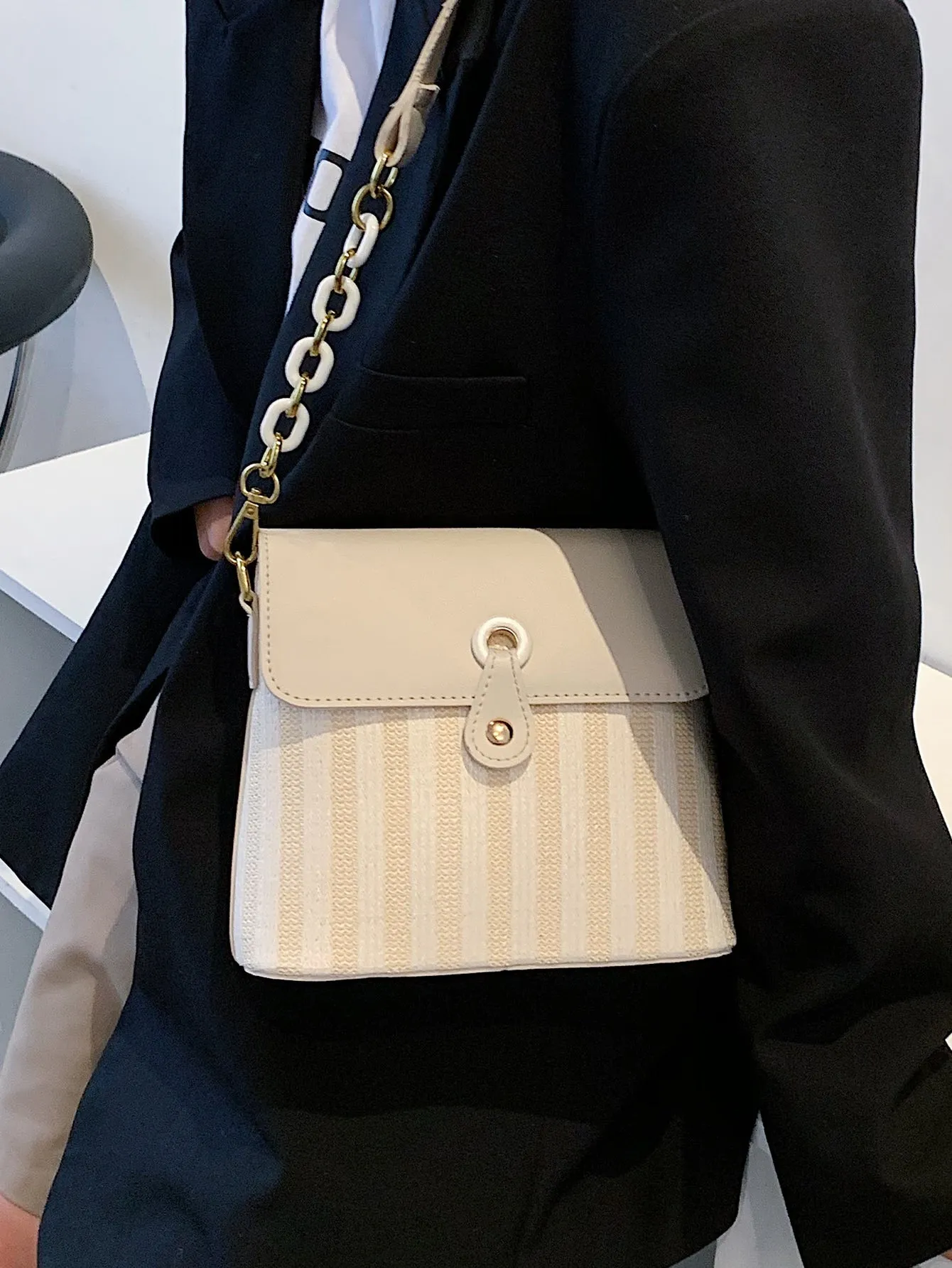 Striped Shoulder Bag