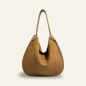 Suede Shoulder Bag - Brown