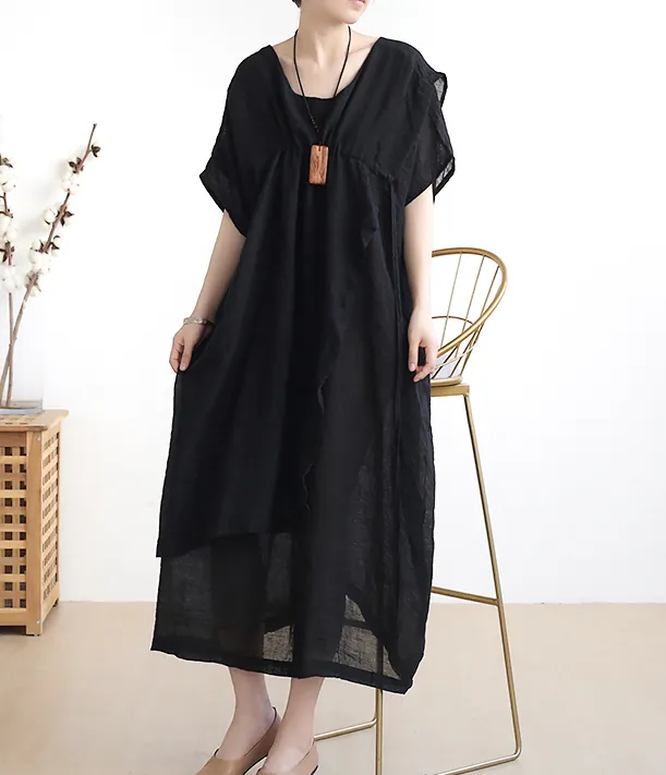 Summer Linen Spring Women  Loose Dresses AMT05131