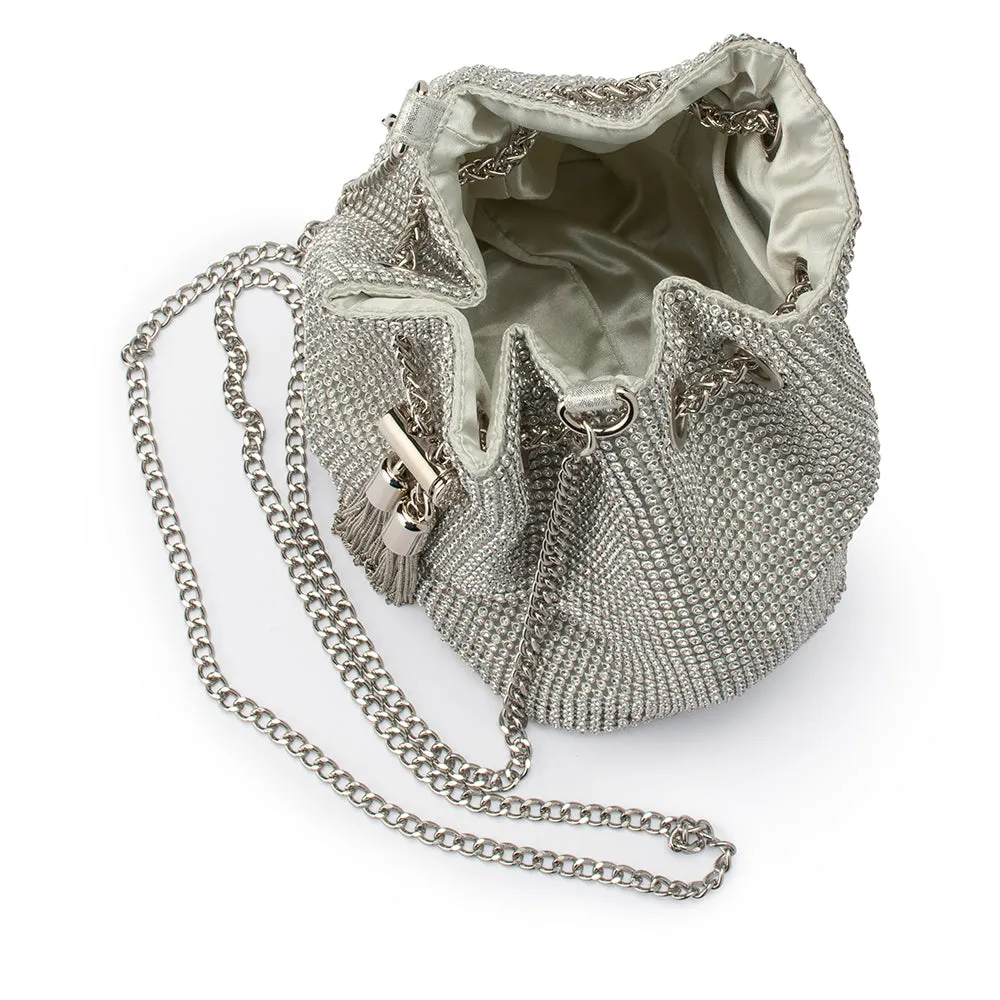 Sylvie Crystal Pouch in Silver