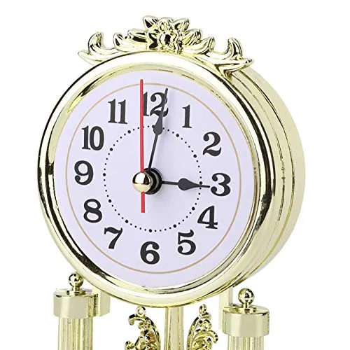 Table Clock, Environmentally Friendly Vintage Desktop Clock, Mall Hotel for Office Home(Gold)