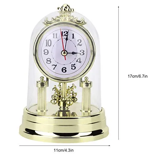 Table Clock, Environmentally Friendly Vintage Desktop Clock, Mall Hotel for Office Home(Gold)