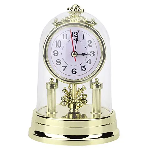 Table Clock, Environmentally Friendly Vintage Desktop Clock, Mall Hotel for Office Home(Gold)