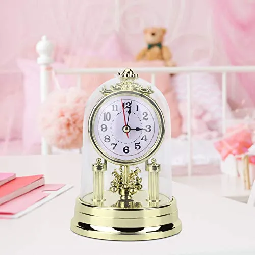 Table Clock, Environmentally Friendly Vintage Desktop Clock, Mall Hotel for Office Home(Gold)