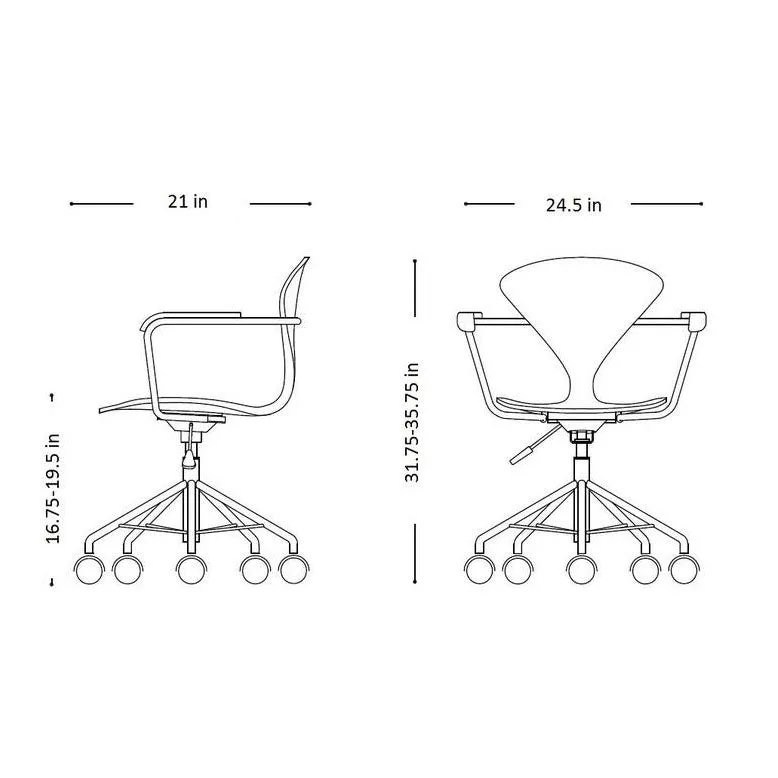 Task Office Chair with Arms - Upholstered Seat