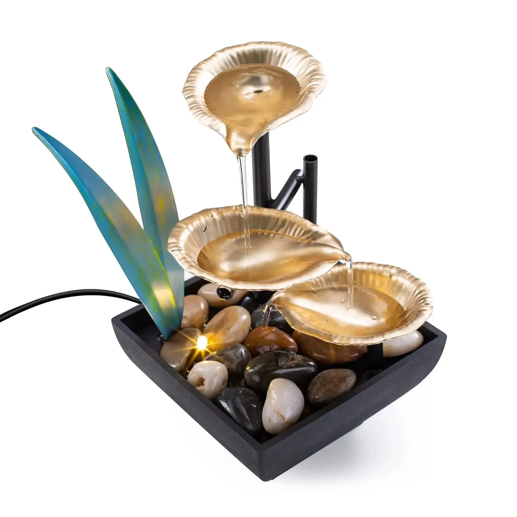 The Artment Modern Art ZenLeaf Serenity Indoor Showpiece Decorative Water Fountain for Living Room, Table Top, Office, Home Decor || (Height - 20CM)