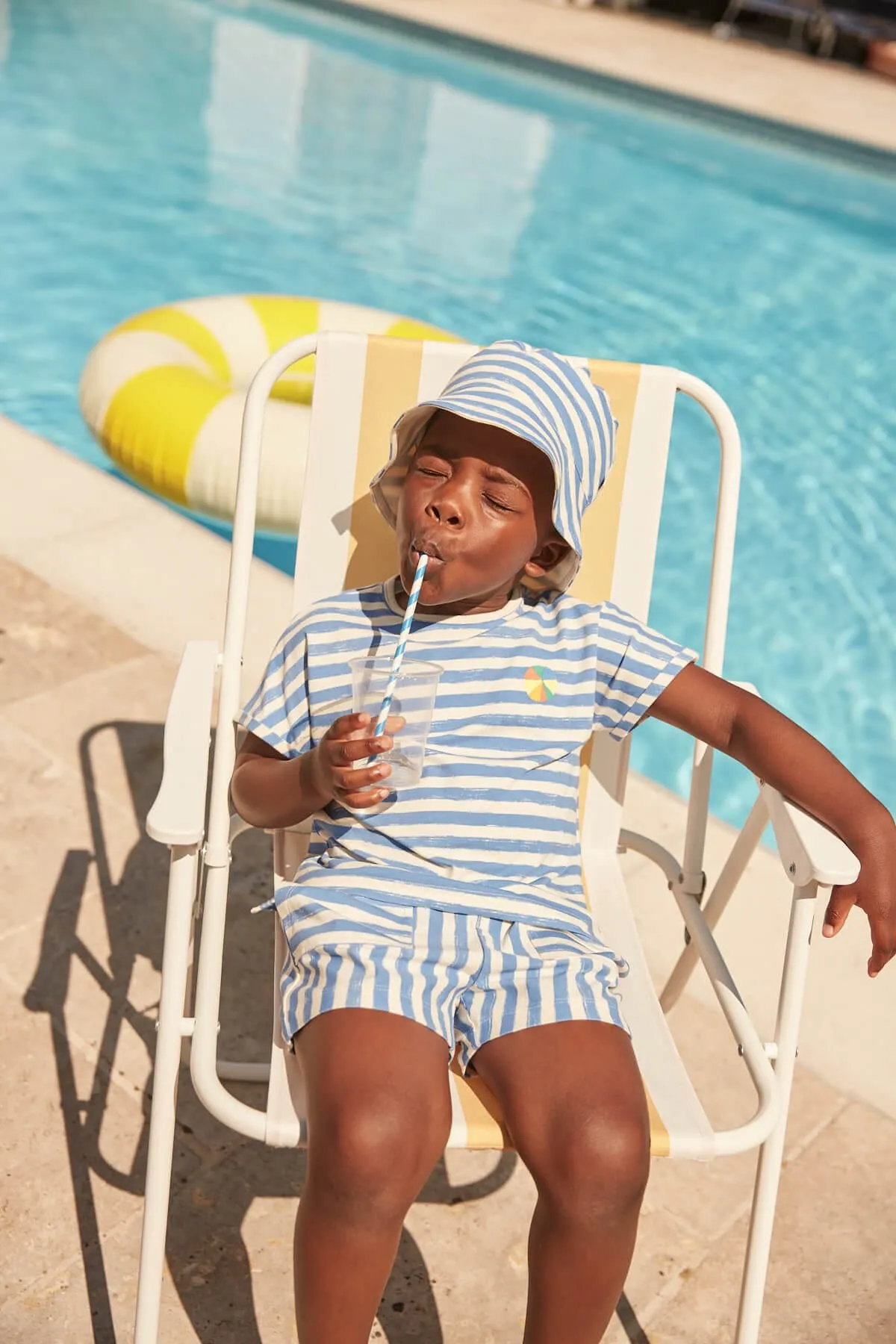 The Bonnie Mob Boys Cruz and Coley Striped Short Set in Blue