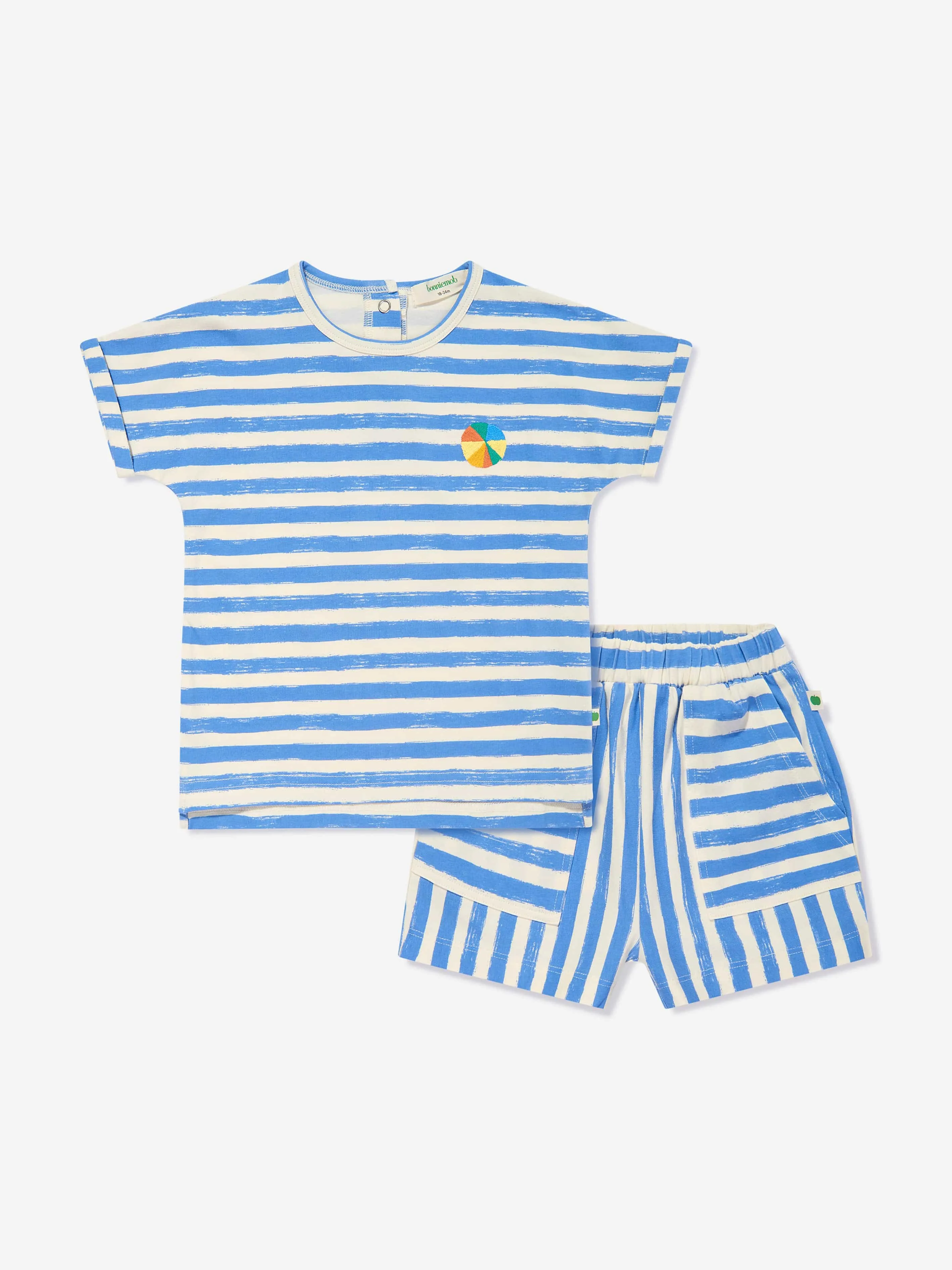 The Bonnie Mob Boys Cruz and Coley Striped Short Set in Blue