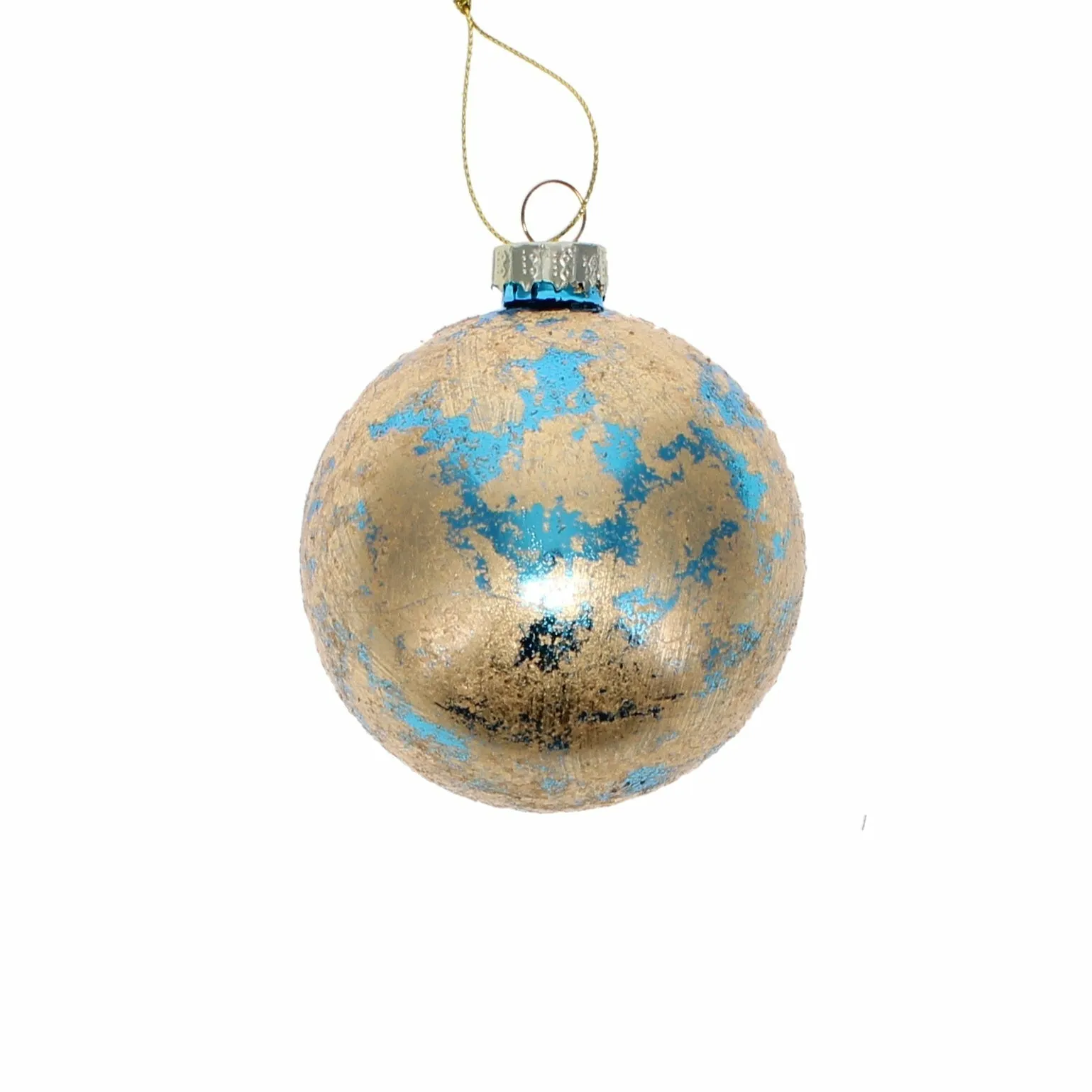 Turquoise and Gold Glass Bauble