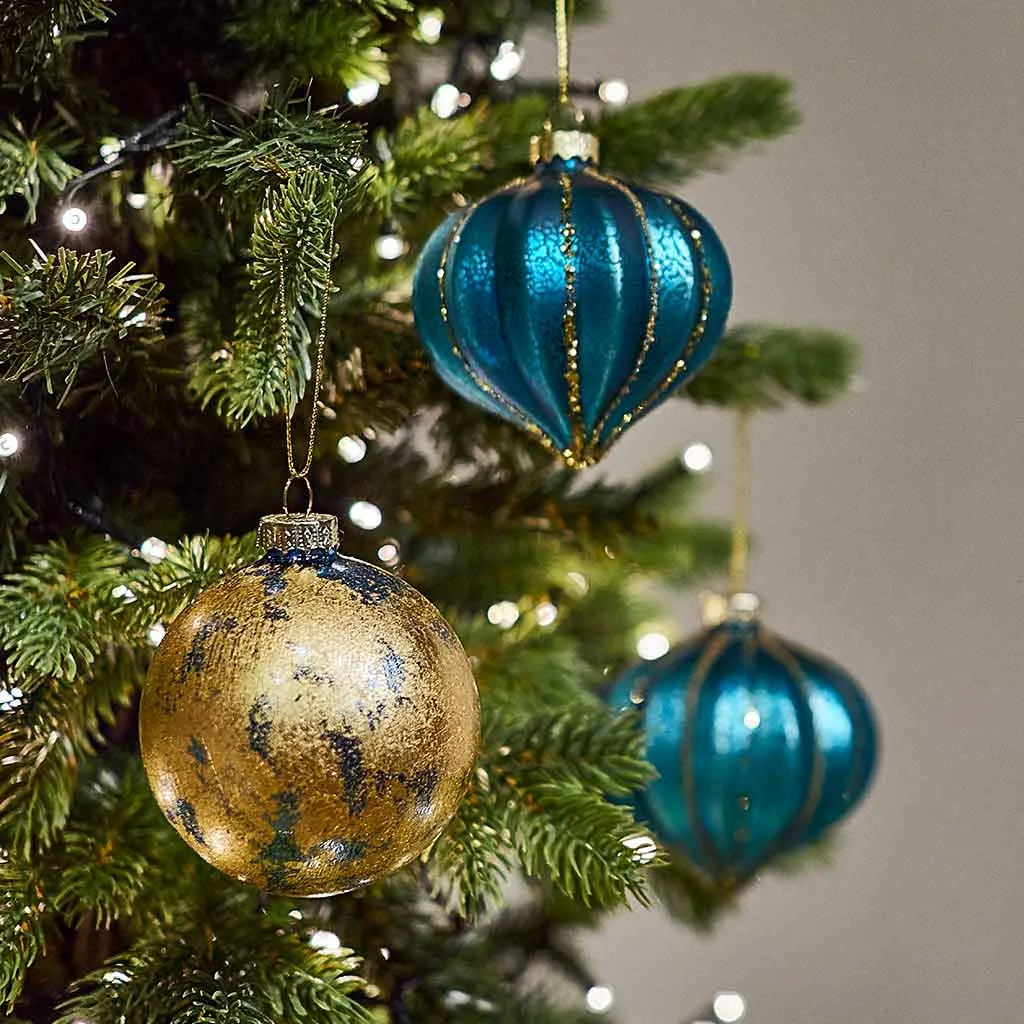 Turquoise and Gold Glass Bauble