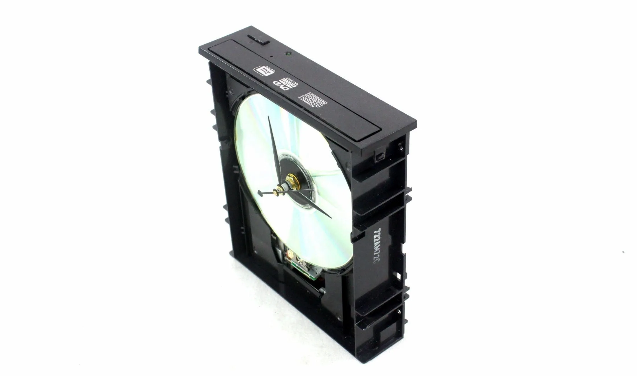 Upcycled Black & Silver DVD Drive Clock Tower  - Modern Desk Clock - Gift for geeks - gift for IT