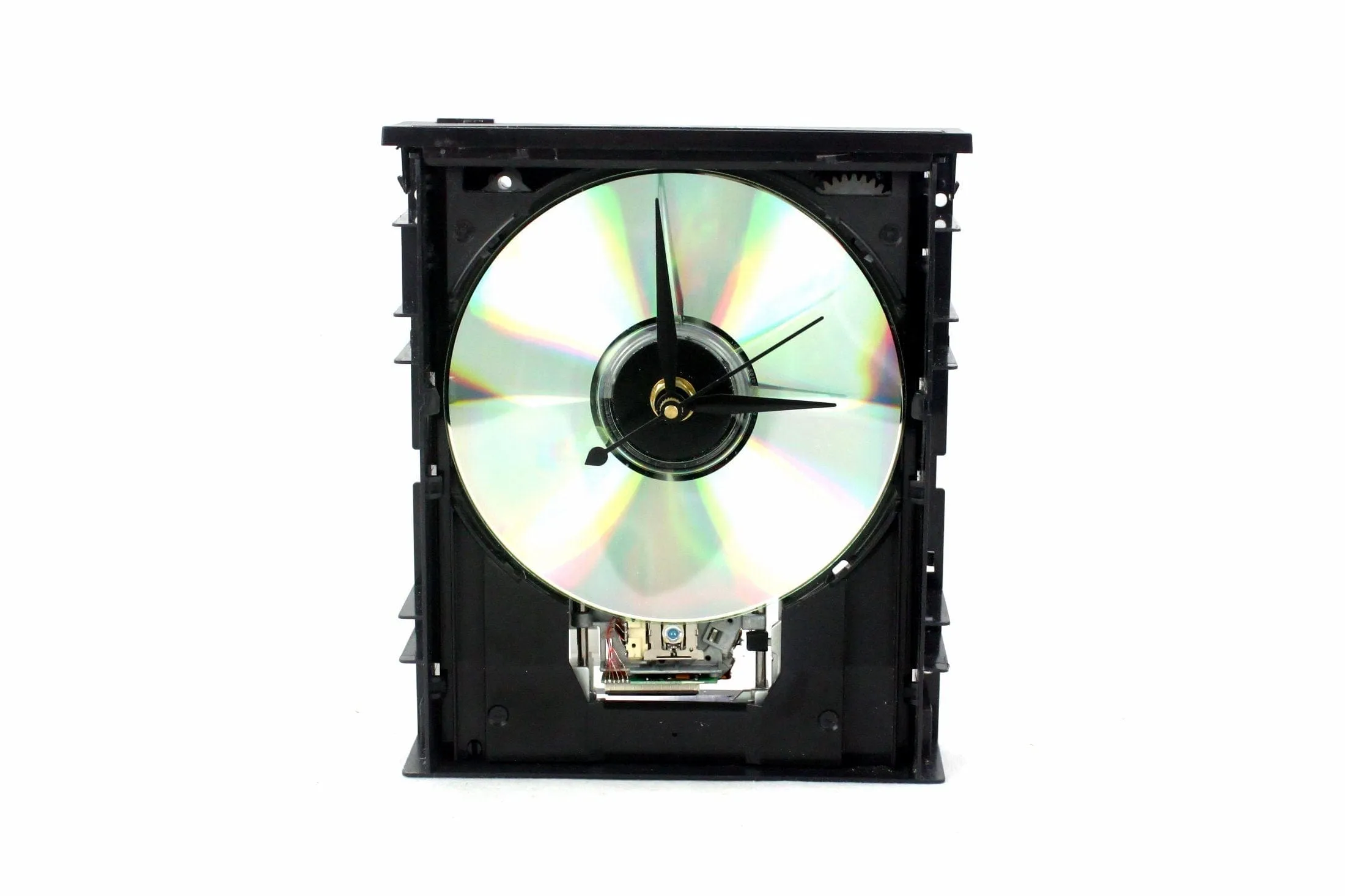 Upcycled Black & Silver DVD Drive Clock Tower  - Modern Desk Clock - Gift for geeks - gift for IT