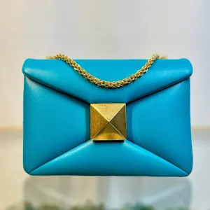 VALENTINO One Stud Ultra Marine Green Nappa Chain Bag