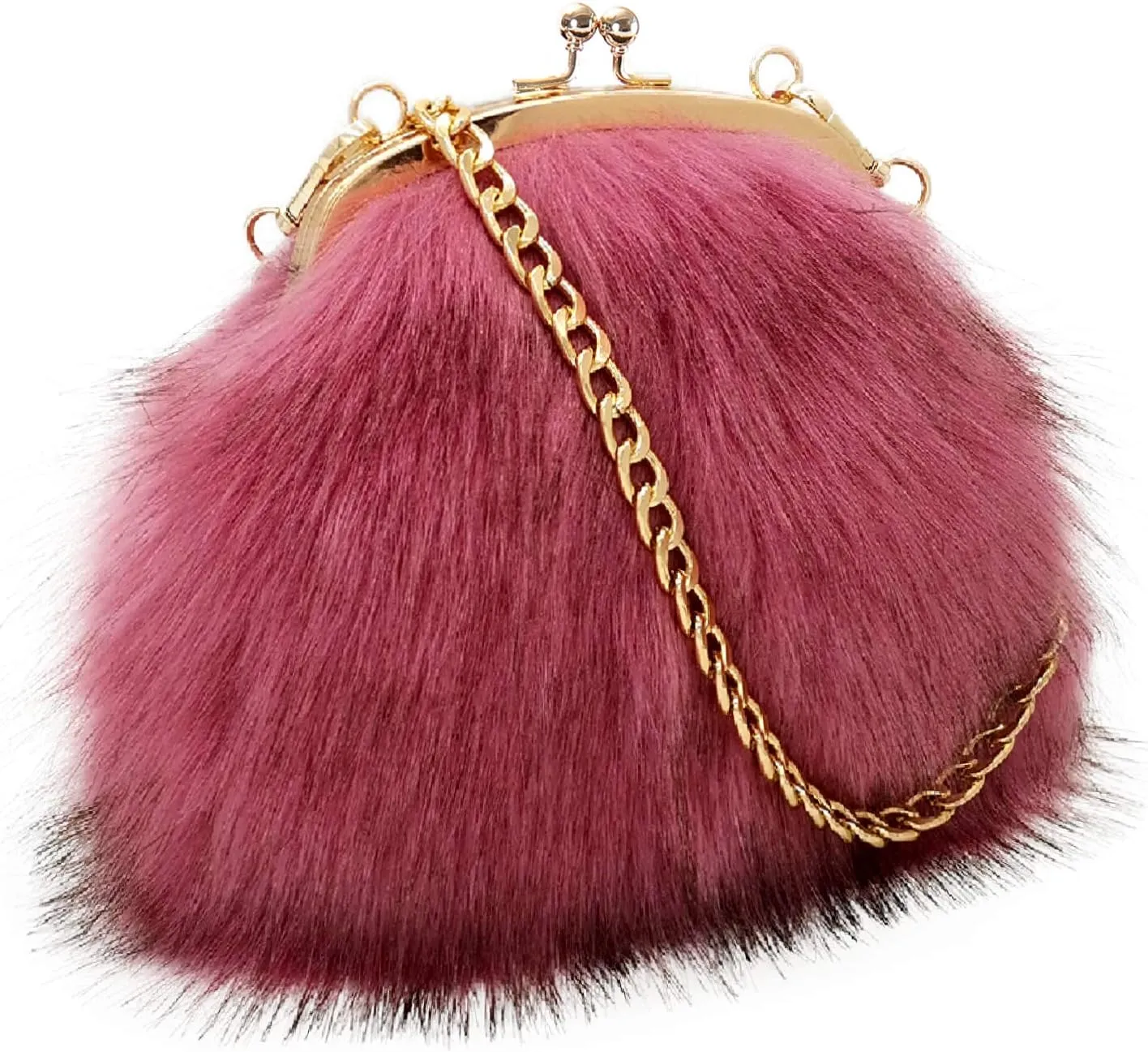 Vintage Style Dark Pink Fur Clutch Evening Bag