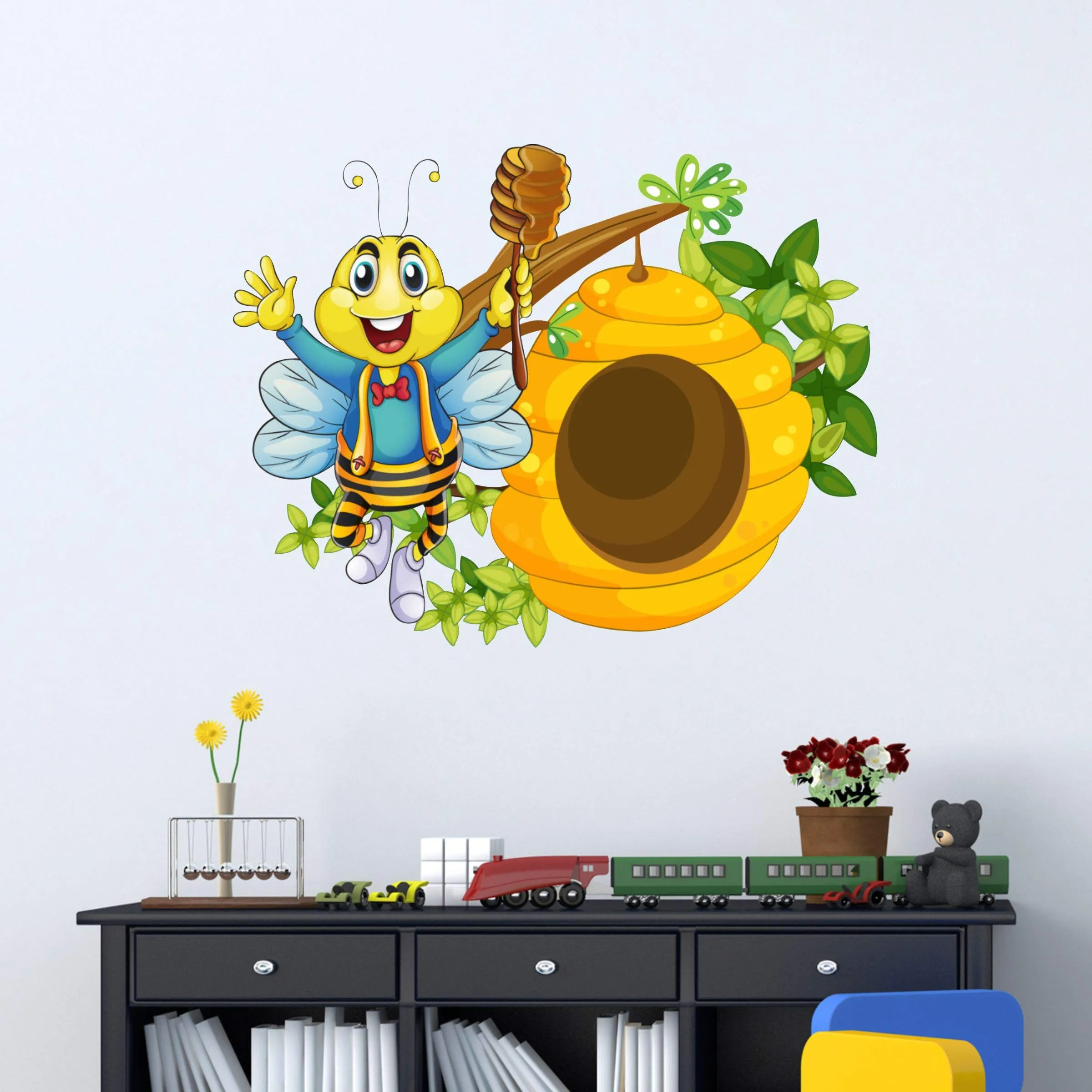 Wall Stickers | Wall Sticker for Living Room -Bedroom - Office - Home Hall Decor | Sticker Hub Honey Bee Wall Sticker (50 cm x 64 cm) BS935