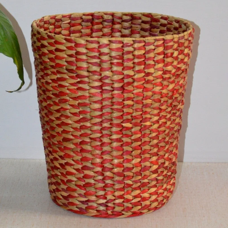 Water Hyacinth Basket Bin | Red